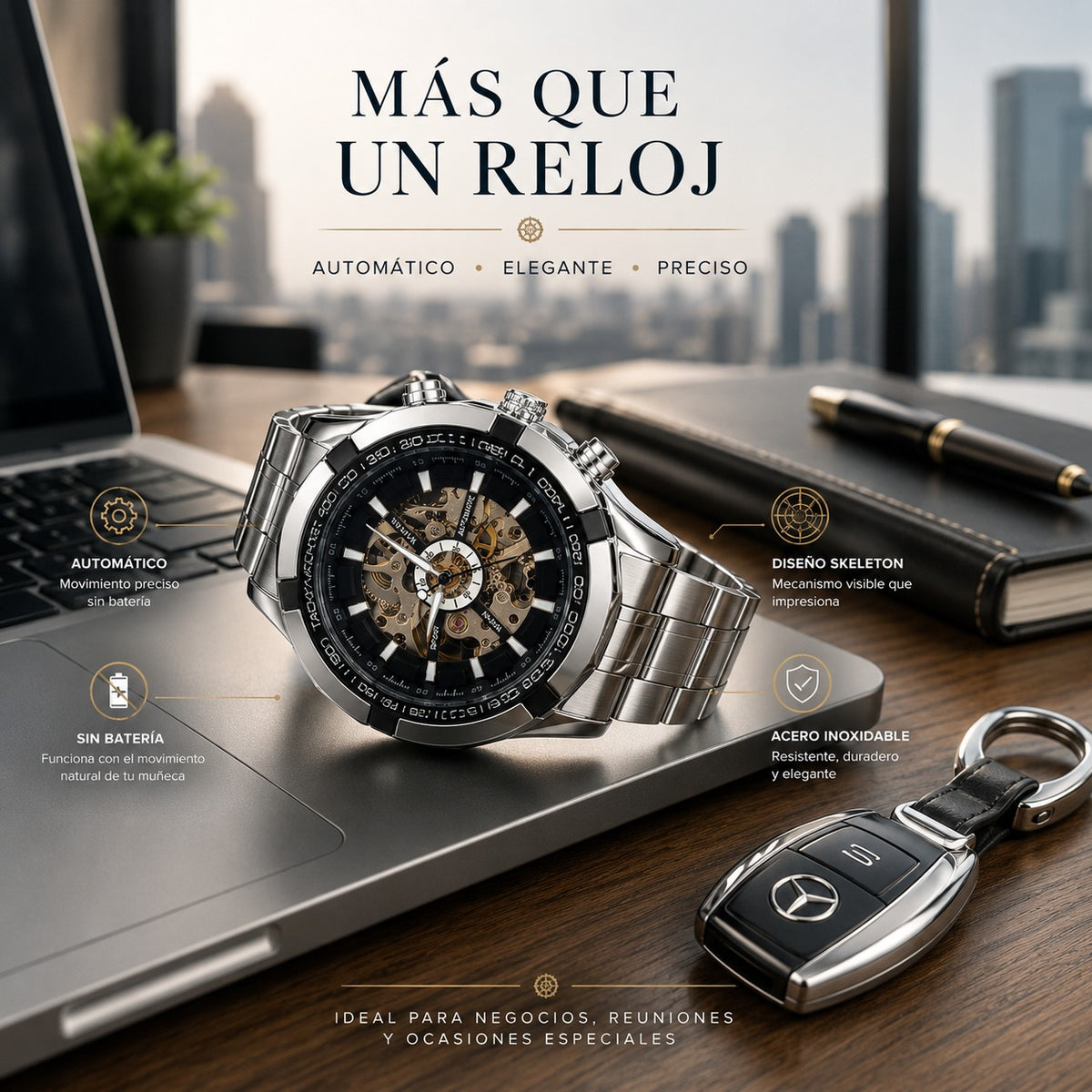 RELOJ WINNER AUTOMATICO EN ACERO TOP