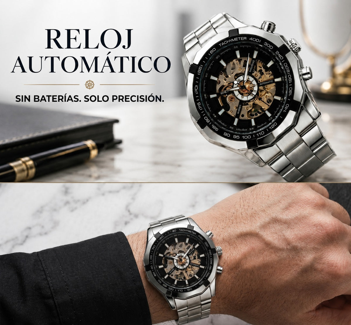 RELOJ WINNER AUTOMATICO EN ACERO TOP
